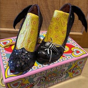 RARE Irregular Choice Batty for you heels🦇 Alt Goth Pinup Retro Spider Web 🕸️🕷️